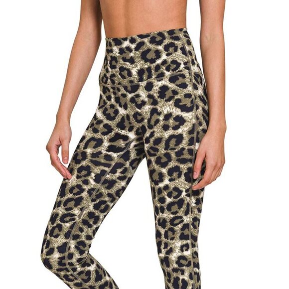Travel Passions - Dark Olive Leopard Print High Waisted Leggings - Picture 5 of 5